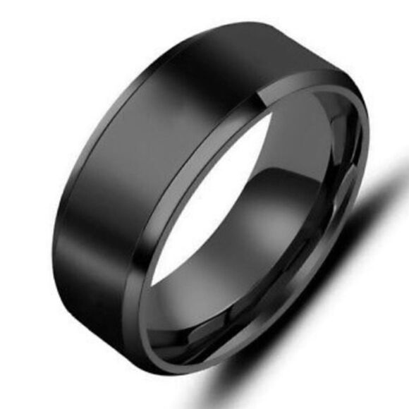 New 8mm Titanium Steel Polished Smooth Wedding Band Ring - Picture 5 of 6
